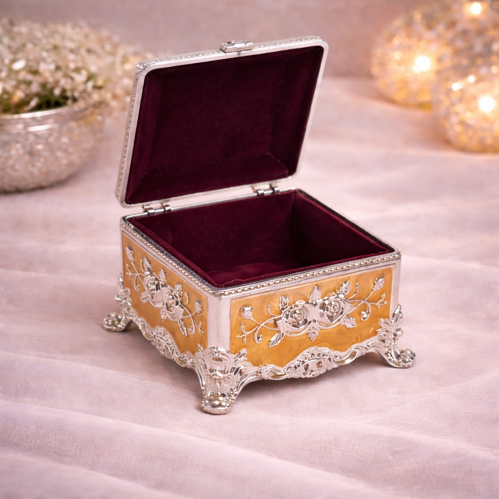 Royal Peacock Embossed Decorative Storage Box – 3 x 3 Inch (Premium Finish)