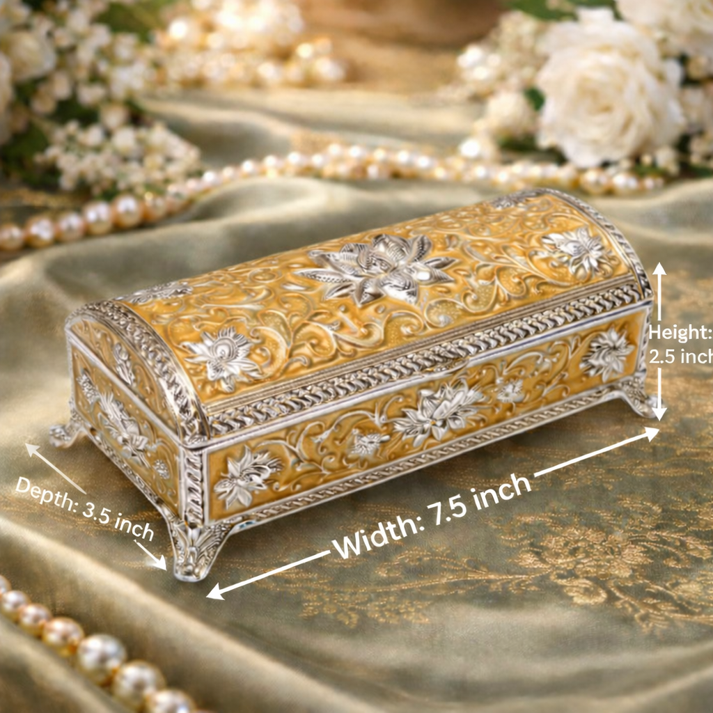 Royal Enamel German Silver Storage Box – Premium Velvet-Lined Gift Box