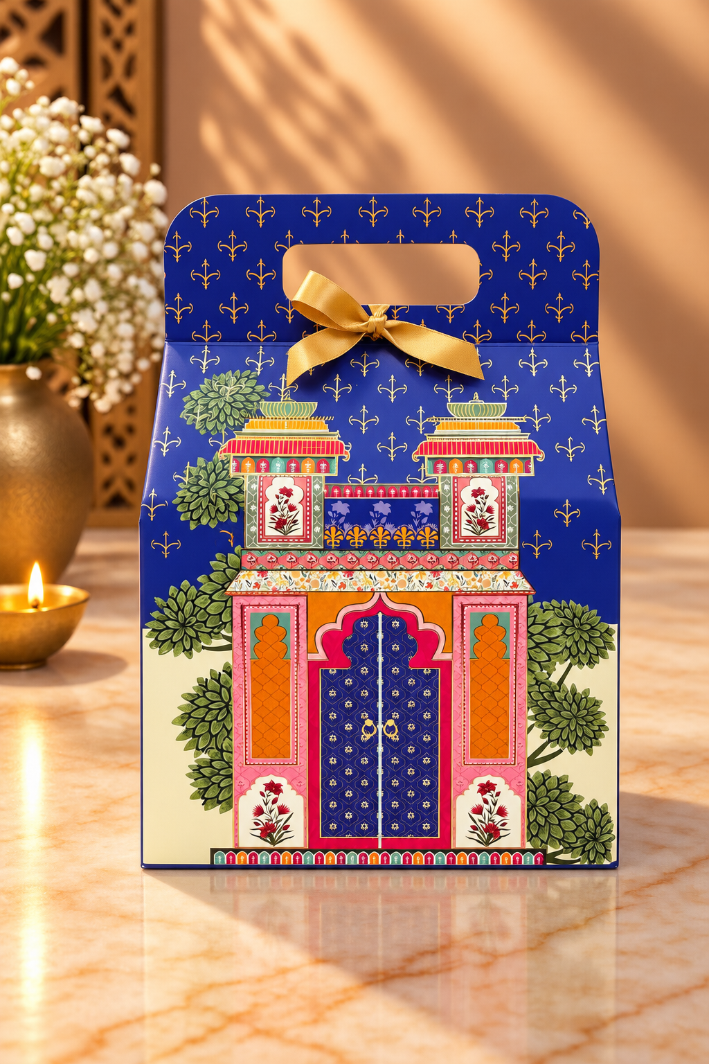 Heritage Royal Palace arch-top hamper box big 13 x 7 x 7 inches for premium festive and wedding gifting