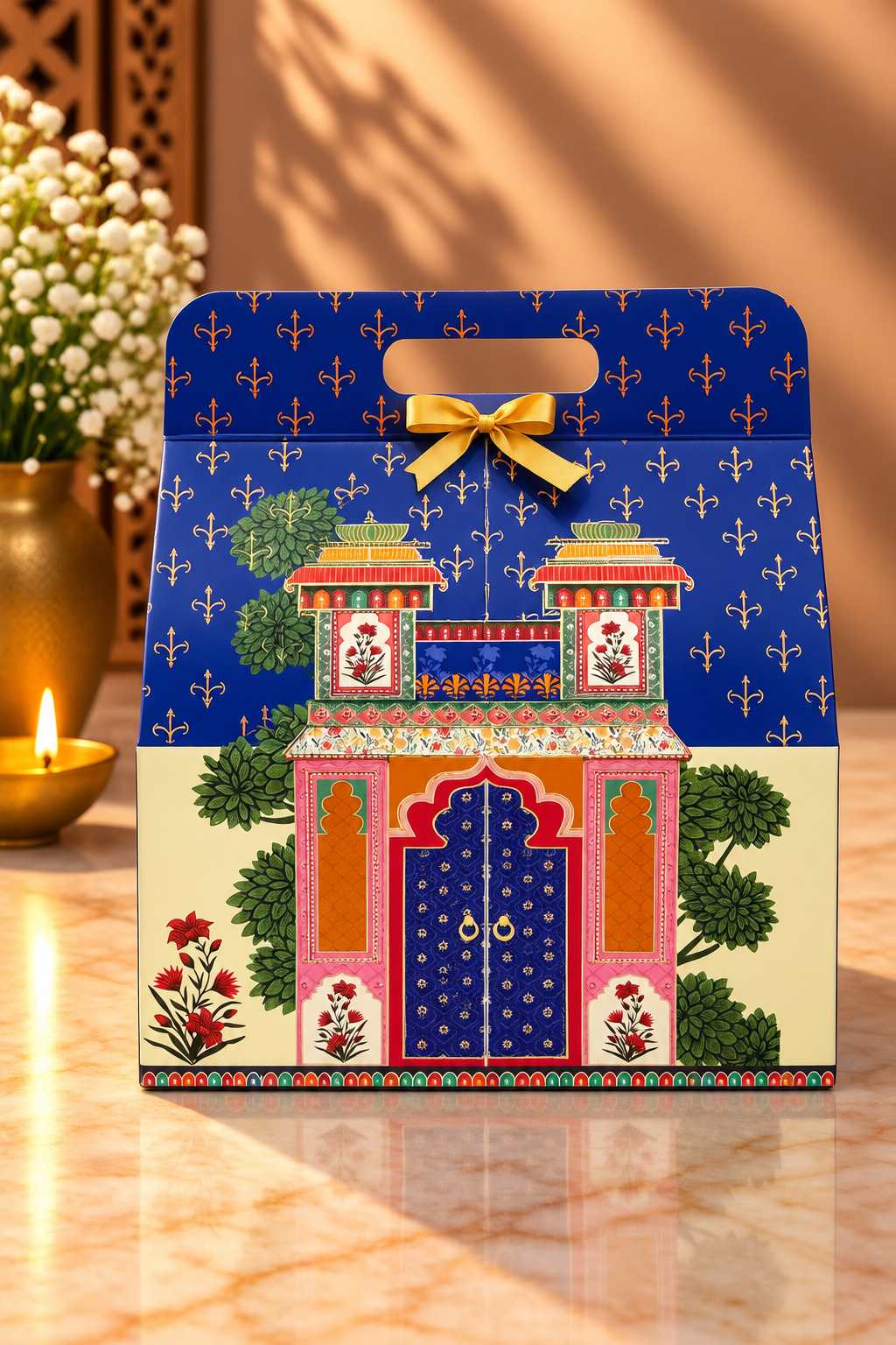 Closed Royal Palace arch-top hamper box small size with premium heritage-inspired design