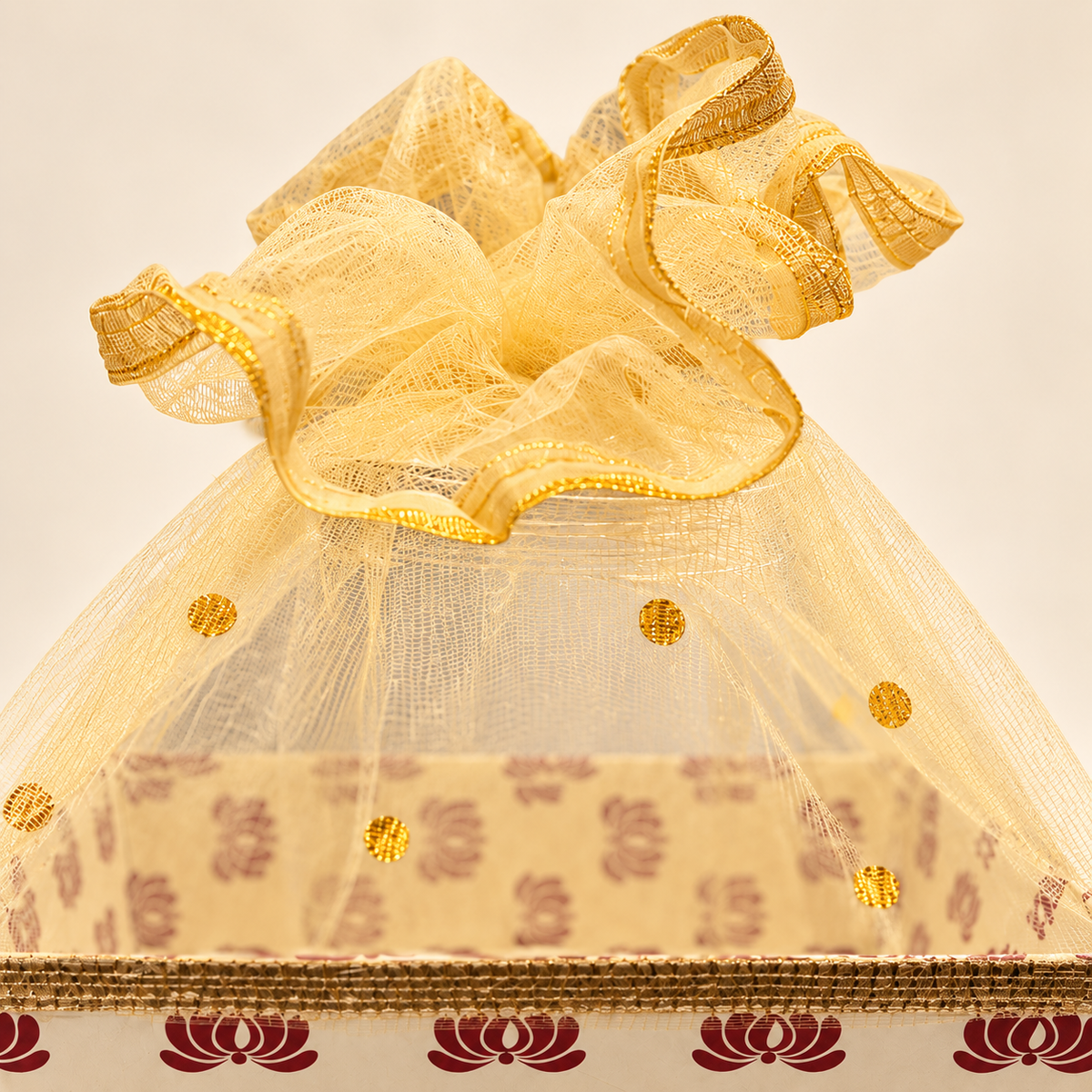 Lotus Print Net Hamper Basket – 8 x 12 x 8 Inch | Pack of 10