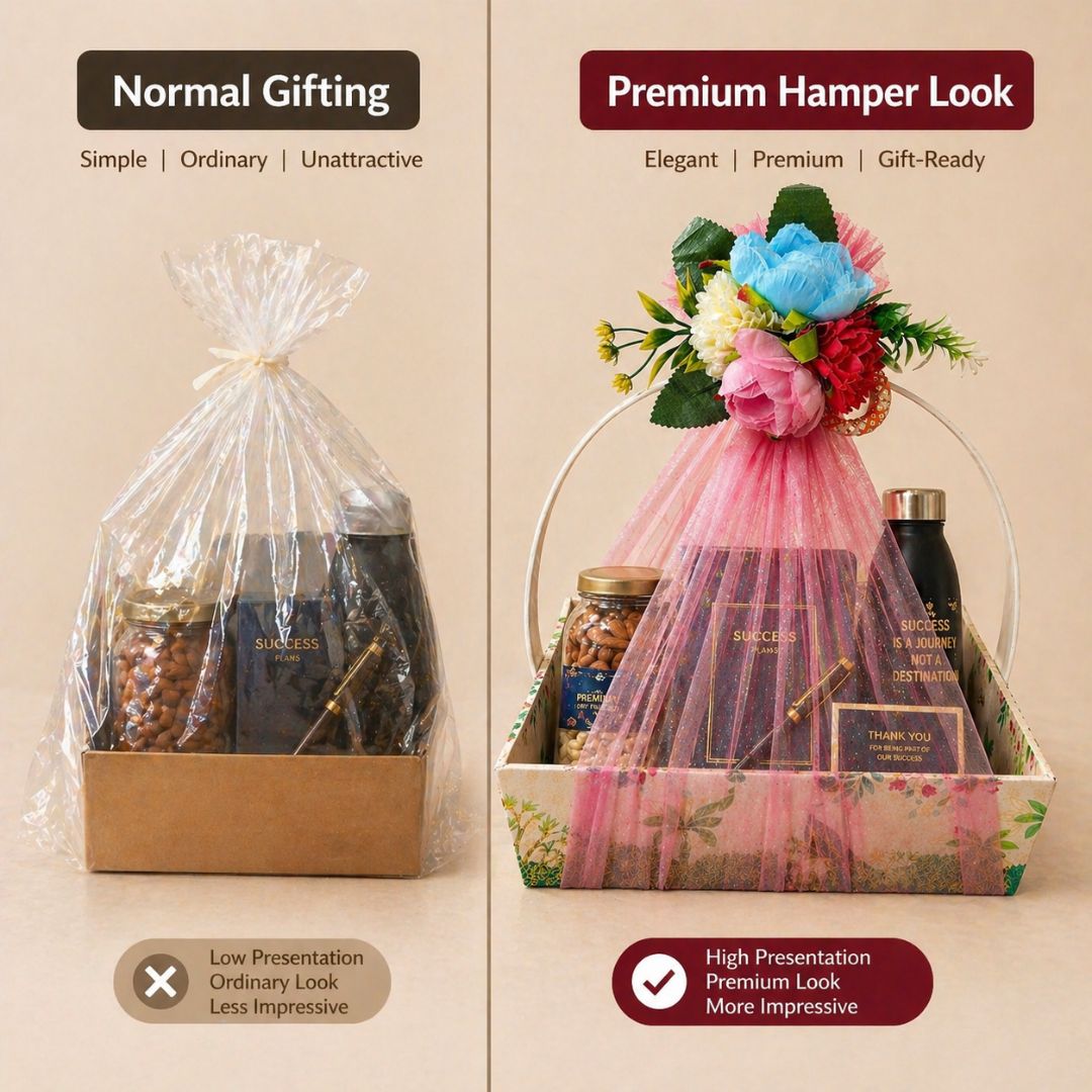 (Set of 3)Premium Pink Floral Net Hamper Basket (10 x 10 x 3.5 Inch) – Luxury Wedding, Return Gift & Corporate Gifting Trays - Adscraft.in