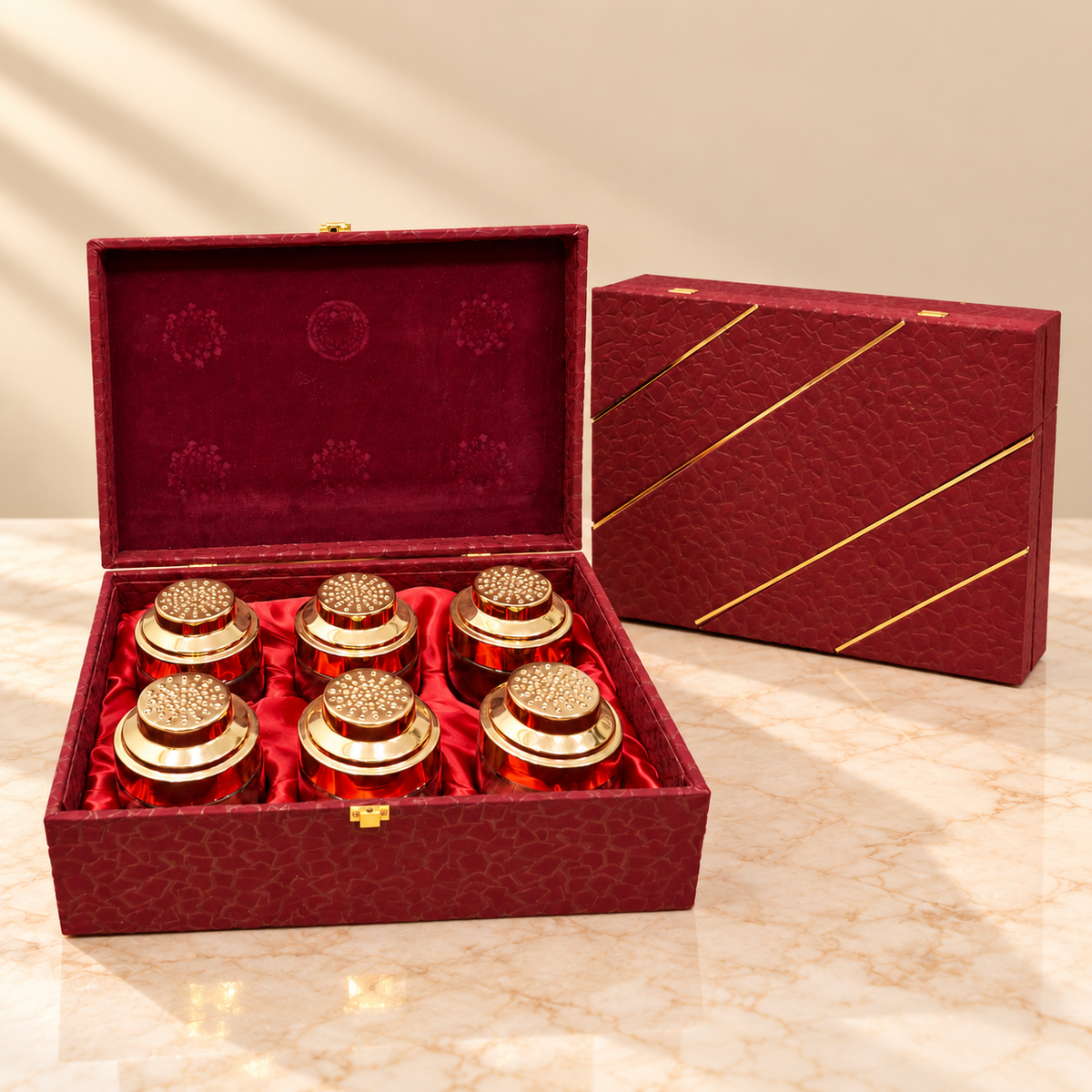 Premium Royal Maroon Textured luxury gift box for Diwali, wedding and corporate gifting