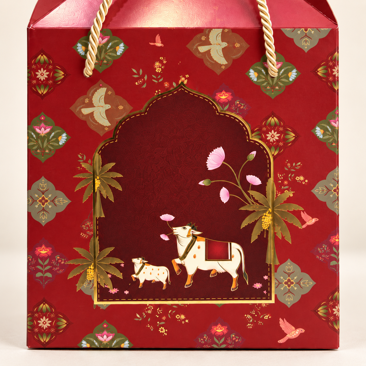 Royal Red Paper Dome Window Hamper Box with Rope Handle – 8 x 12 x 8 Inch