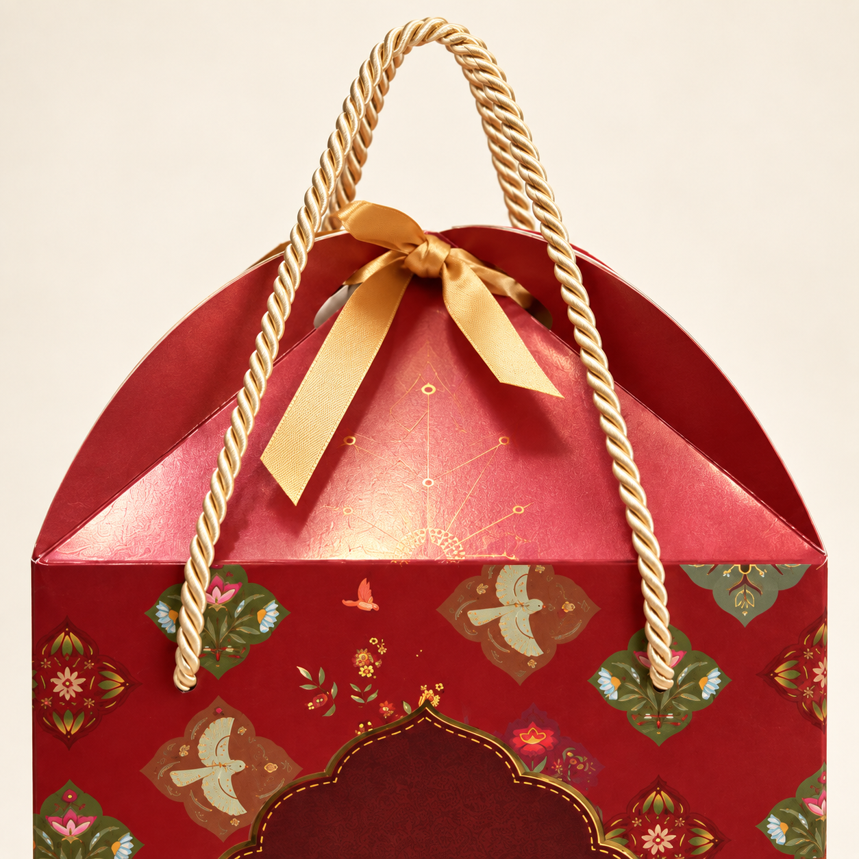 Royal Red Paper Dome Window Hamper Box with Rope Handle – 8 x 12 x 8 Inch