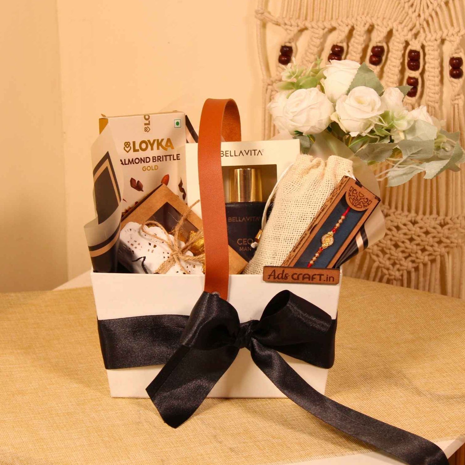 Rakhi Royale – White Elegance Hamper for Brothers