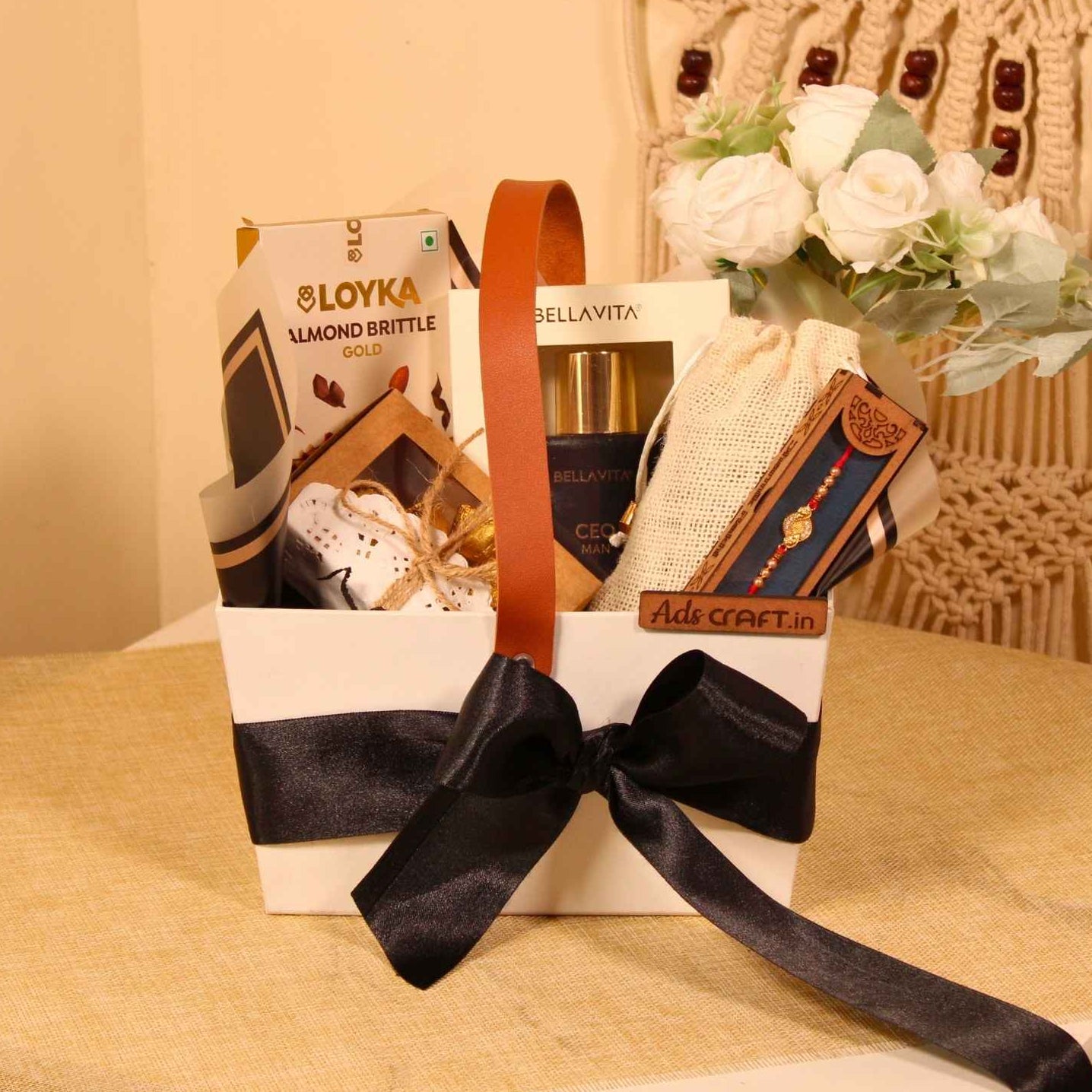 Rakhi Royale – White Elegance Hamper for Brothers