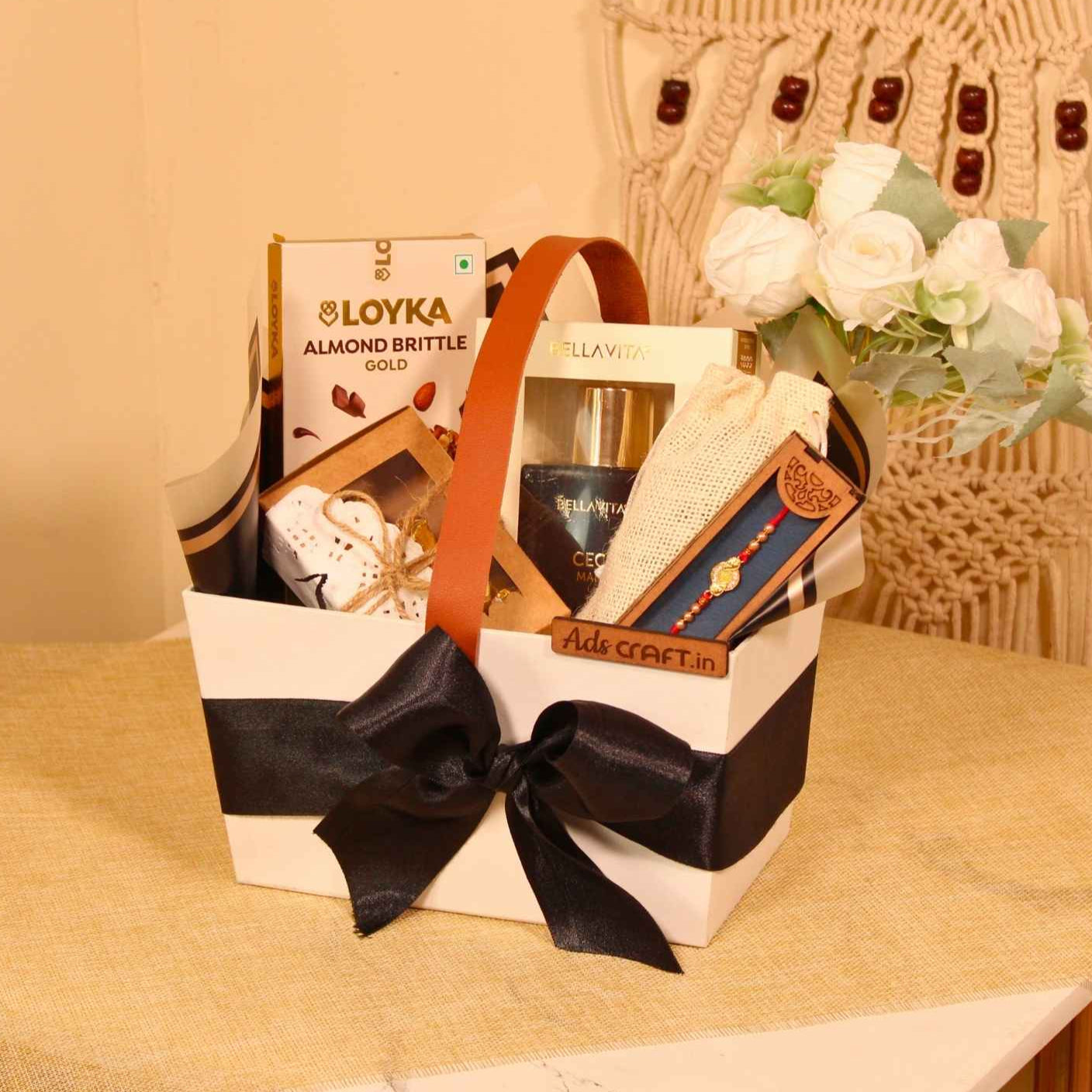 Rakhi Royale – White Elegance Hamper for Brothers