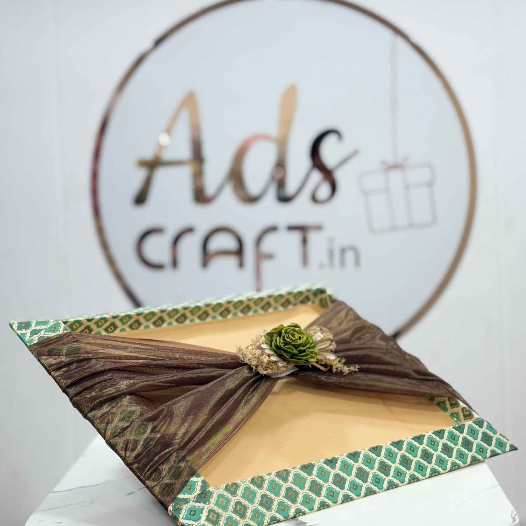 Elegant Ready-to-Use Wedding Trousseau Tray with dried Green Floral decoration