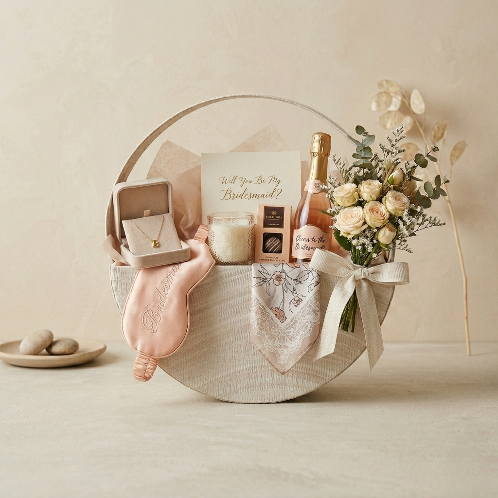 (Set of 3)Premium Half-Moon Handle Gift Basket – Elegant Trousseau & Wedding Hamper Basket (Off-White)