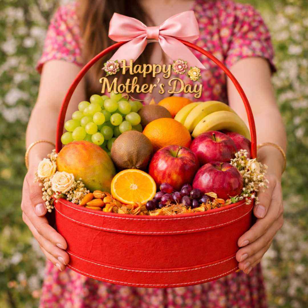 (Set of 3)Red Vegan Leather Round Handle Hamper Basket for Wedding & Gift Hampers