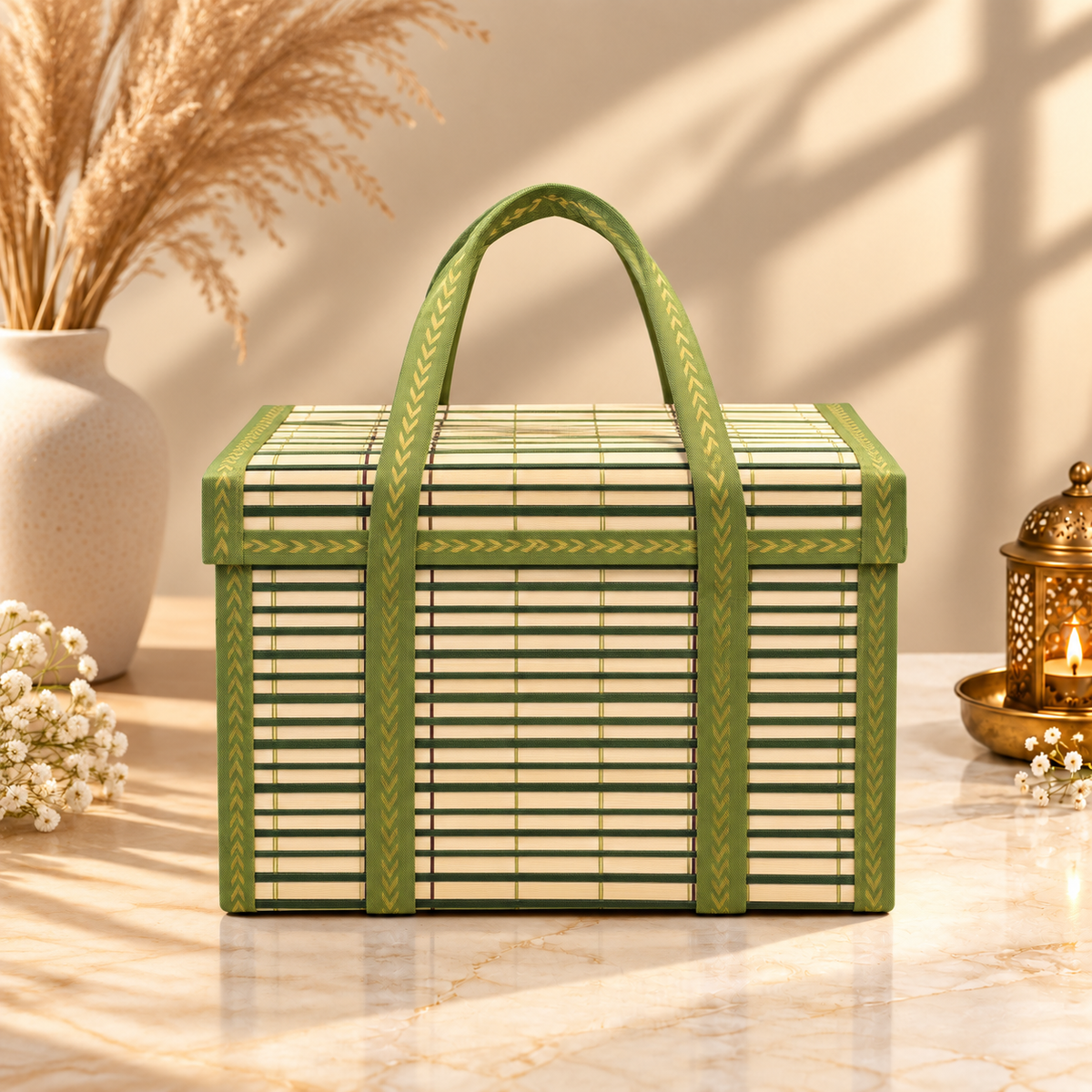 Green Thambulam hamper bag pack of 3 for wedding trousseau, return gifts and festive gifting