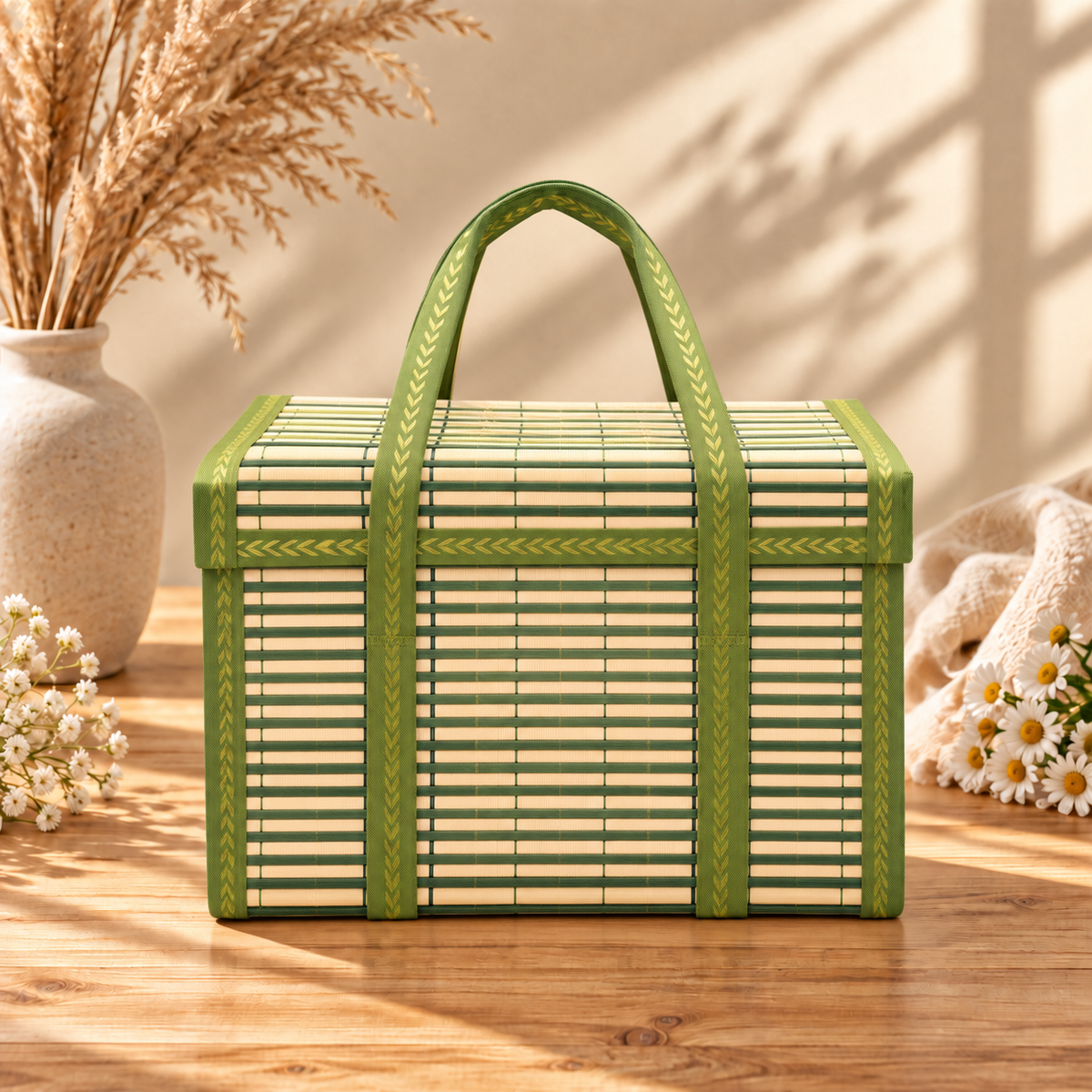 Spacious Thambulam hamper bag measuring 14 x 9 x 7 inches for curated gift packaging
