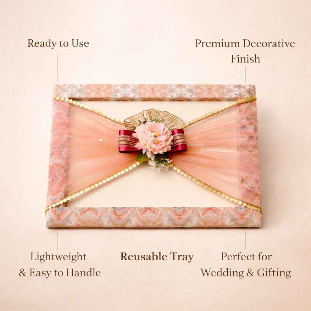 (Set of 3)Premium Decorative Gift Trays for Wedding Trousseau & Return Gift Packing