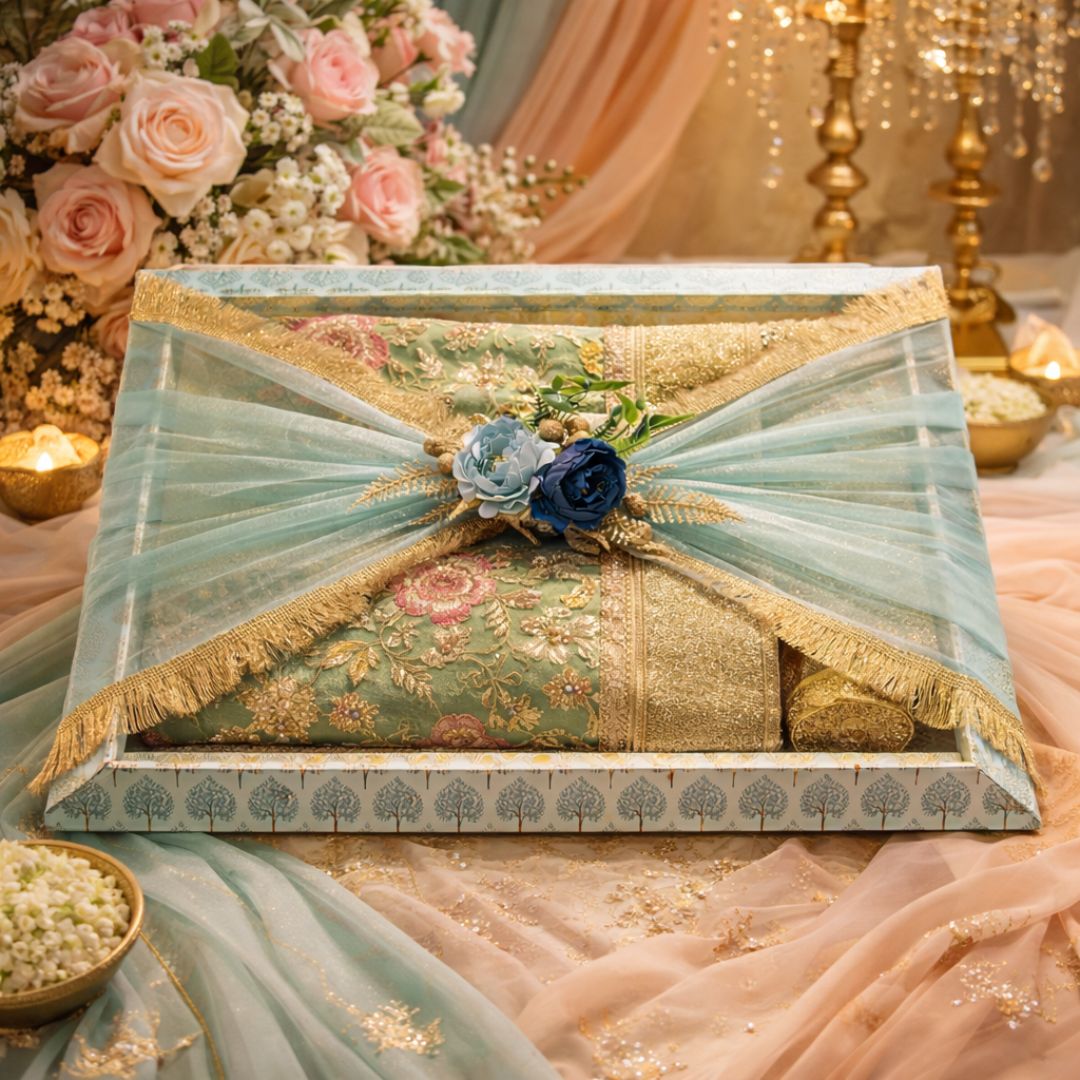 Pack of 3 Luxury Decorative Gift Trays for Wedding Trousseau & Return Gift Packing