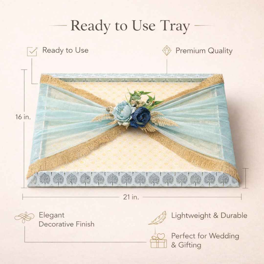 (Set of 3) Luxury Decorative Gift Trays for Wedding Trousseau & Return Gift Packing