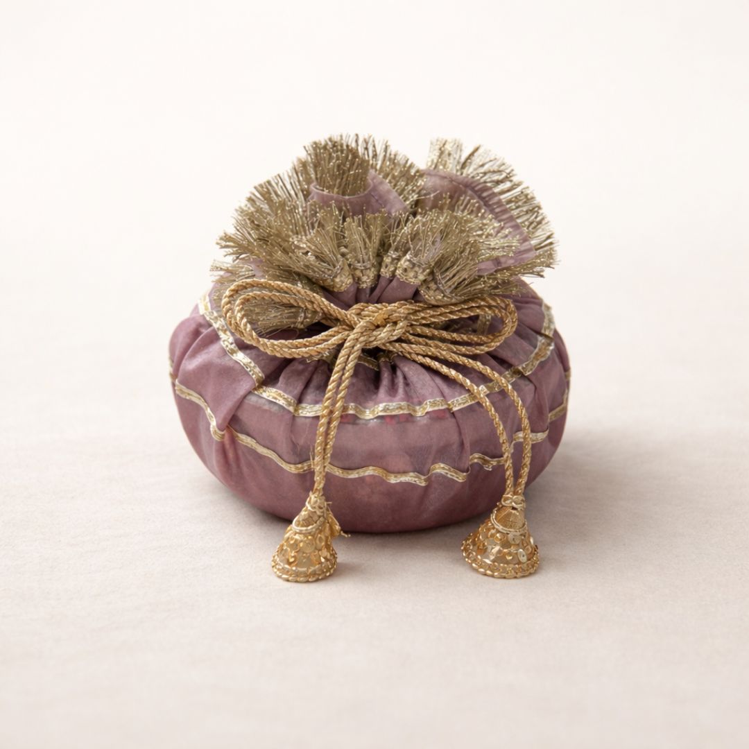 (Pack of 5) Premium Wedding Gift Potli Bags for Return Gifts & Festive Gifting