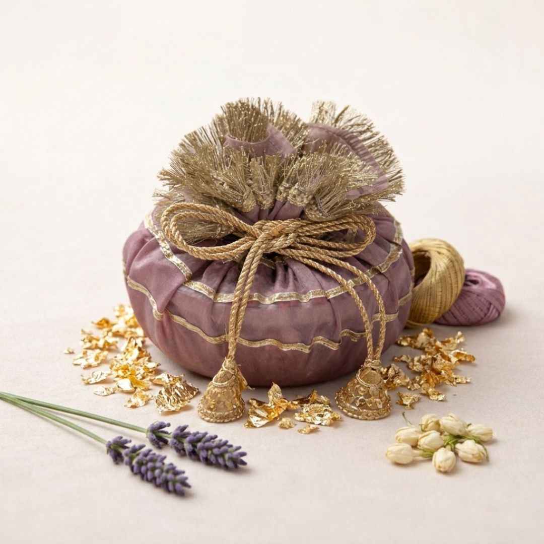 (Set of 5) Premium Wedding Gift Potli Bags for Return Gifts & Festive Gifting