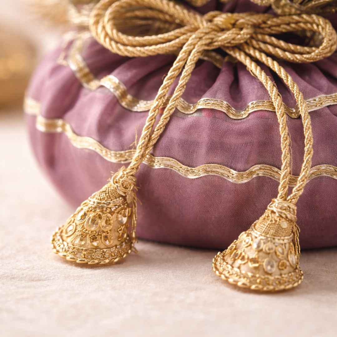 (Set of 5) Premium Wedding Gift Potli Bags for Return Gifts & Festive Gifting