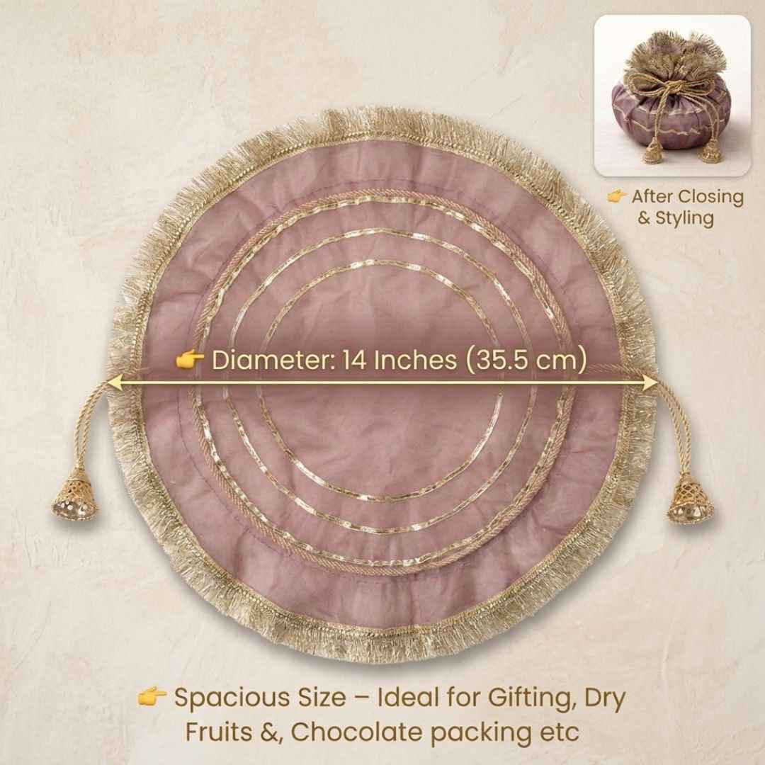 (Set of 5) Premium Wedding Gift Potli Bags for Return Gifts & Festive Gifting