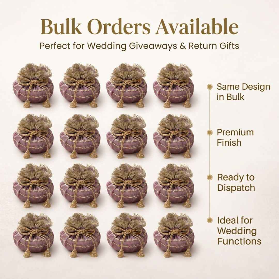 (Set of 5) Premium Wedding Gift Potli Bags for Return Gifts & Festive Gifting