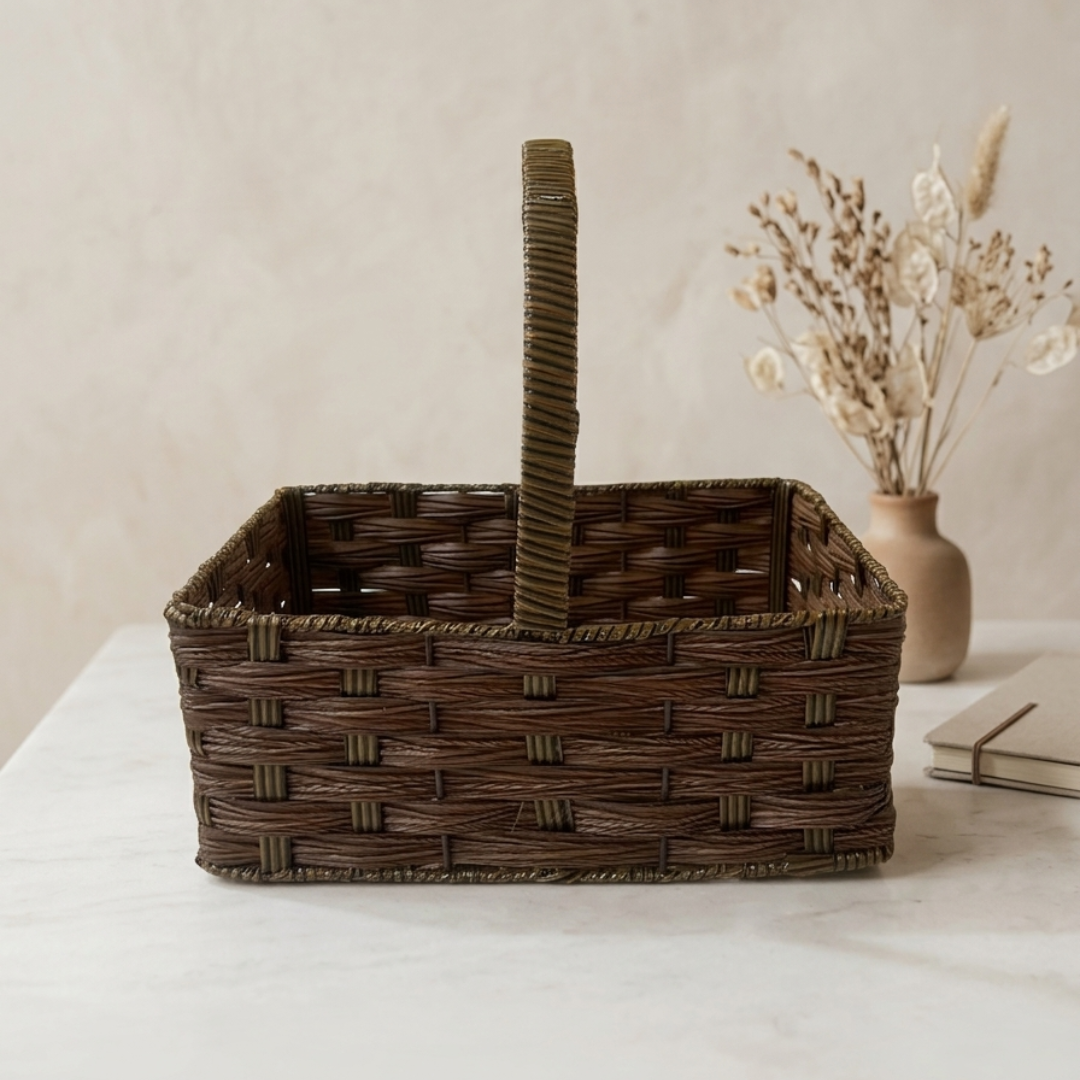 (Set of 3)Premium Brown Woven Handle Basket – Multipurpose Gift Hamper & Trousseau Packing Basket