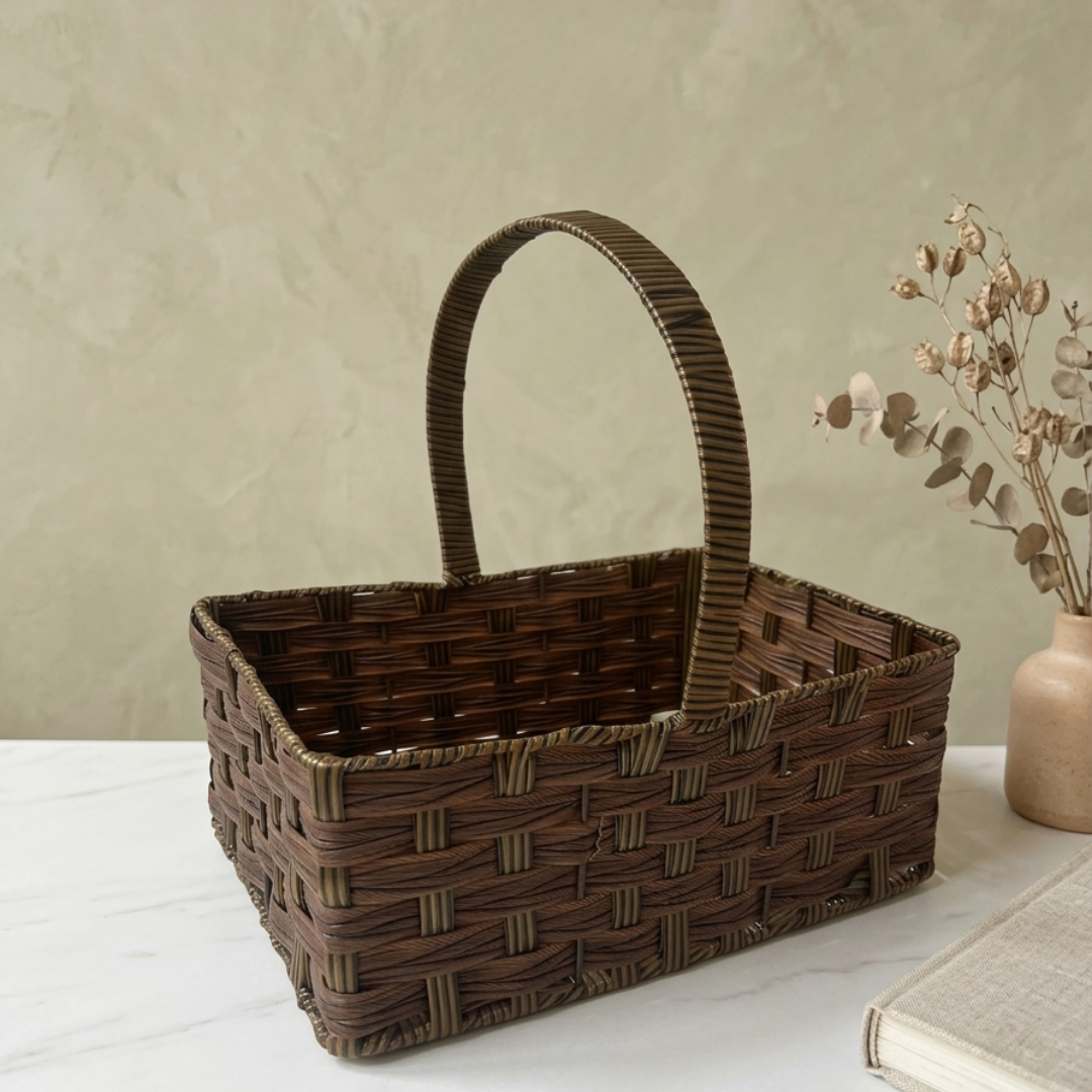 (Set of 3)Premium Brown Woven Handle Basket – Multipurpose Gift Hamper & Trousseau Packing Basket