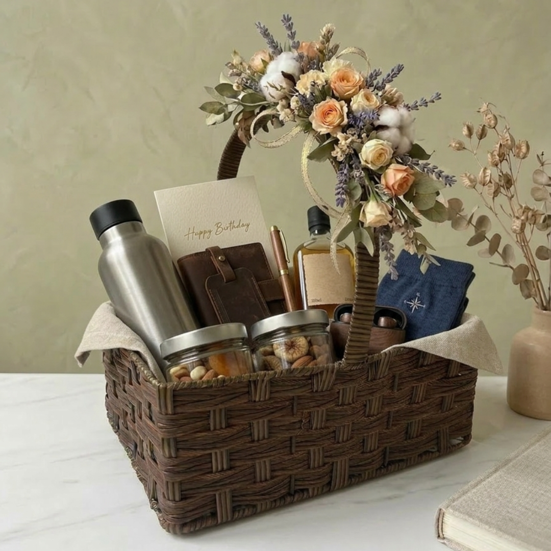 (Set of 3)Premium Brown Woven Handle Basket – Multipurpose Gift Hamper & Trousseau Packing Basket
