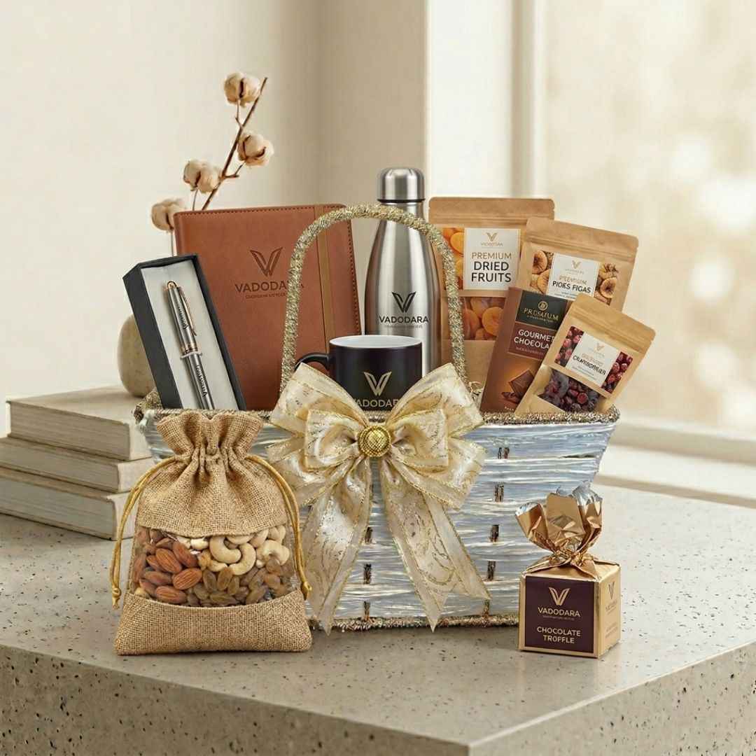 (Pack of 10)Premium White & Gold Woven Gift Basket – Decorative Hamper Baskets with Handle (12x8x9 Inch))
